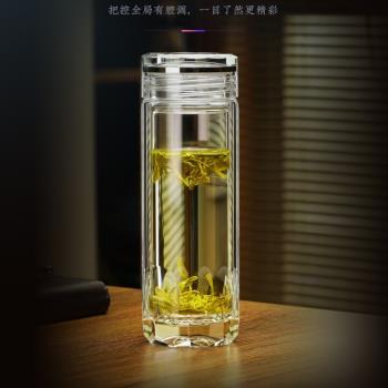 鉆石切面蓮花底座加厚防燙玻璃杯耐高溫送禮日常男女士泡茶杯