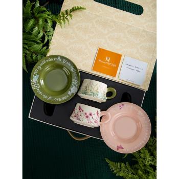 高顏值高檔精緻復古小眾情侶陶瓷咖啡杯子新婚禮物禮盒裝伴手禮