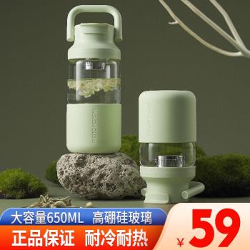 HOLOHOLO高硼矽玻璃杯家用耐高溫茶水分離泡茶杯子便攜水杯學生女