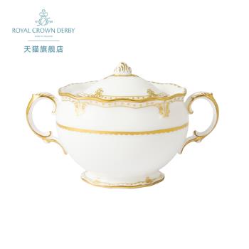 Royal Crown Derby 伊麗莎白（金）骨瓷歐式帶蓋糖缸糖罐茶具英國