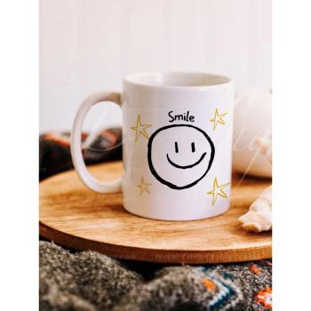微笑陶瓷簡約馬克杯笑臉家用咖啡杯水杯情侶杯子高顏值禮品禮物