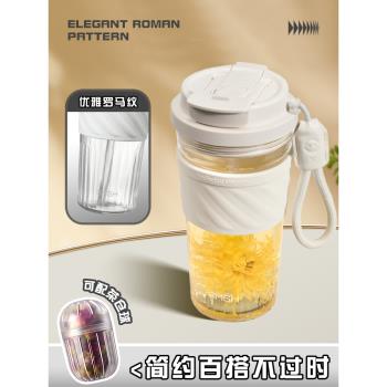 草莓生活杯子女新款2025高顏值玻璃杯高階感輕奢水杯帶吸管泡茶杯