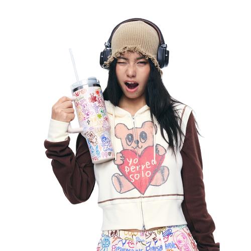 iscreamcolour MOF 藝術家印花吸管水杯大容量噸噸杯雙印咖啡杯