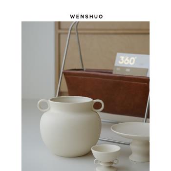 WENSHUO奶油INS餐具收納盒收納罐廚具湯勺鍋鏟筷子筒陶瓷擺件花瓶