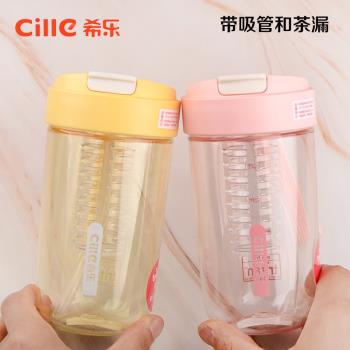 希樂咖啡杯tritan塑膠男女高顏值便攜隨手杯大容量學生簡約杯子