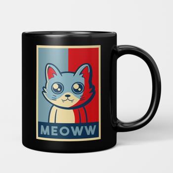 MEOWW可愛貓咪卡通帶蓋帶勺子馬克杯陶瓷咖啡可微波水杯子男女生