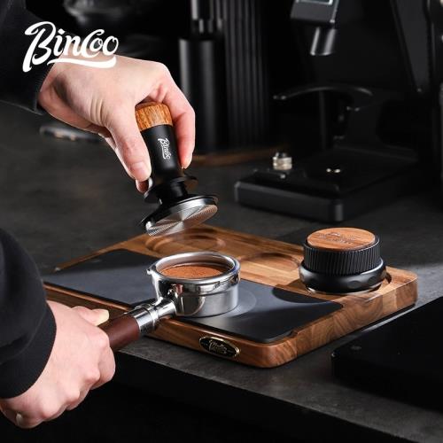 Bincoo咖啡收納底座胡桃木布粉器壓粉器套裝多功能彈力平衡壓粉錘