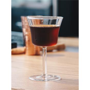 高腳聞香杯 手沖咖啡杯 小號高顏值復古輕奢透明玻璃精緻咖啡杯
