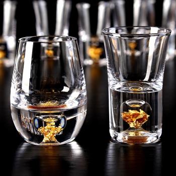 白一口杯手工烈分酒器酒壺禮品禮盒套裝金箔水晶玻璃酒杯