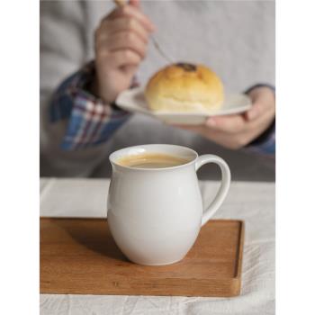 曼敘素色早餐杯景德鎮陶瓷馬克杯大容量杯子設計感小眾拿鐵咖啡杯