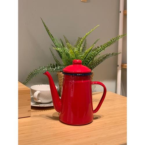 PAGOO搪瓷咖啡壺復古手沖壺琺瑯細口壺水壺茶壺鶴嘴壺露營涼水壺|咖啡壺