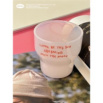 NANZA贊美愛韓國奶白玻璃馬克杯復古牛奶咖啡杯ins冷飲杯可愛水杯