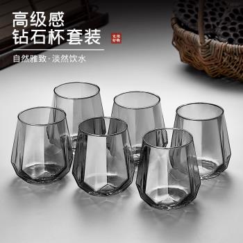 高階感簡約現代玻璃杯子家用喝水水杯套裝客廳待客耐高溫茶杯家庭