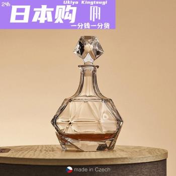 日本捷克進口水晶玻璃酒樽威士忌醒酒器高階奢華洋酒盛酒瓶
