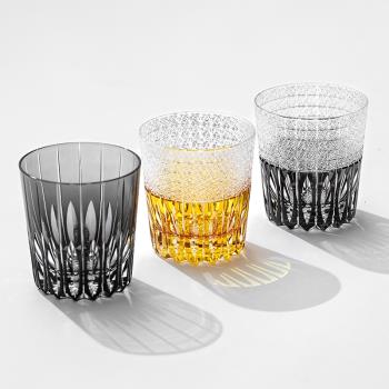 日本進口高階水晶玻璃杯江戶切子威士忌洋酒杯輕奢萬花鏡洛克杯