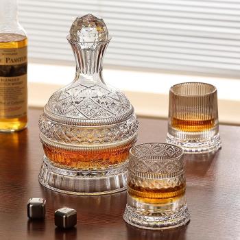 高階旋轉紅酒醒酒器奢華分酒器水晶玻璃酒壺家用葡萄酒瓶酒具套裝