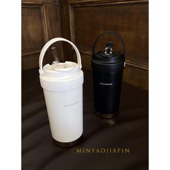 陶瓷內膽保溫杯女生高顏值吸管杯子男生咖啡隨行杯2025新款熱水杯