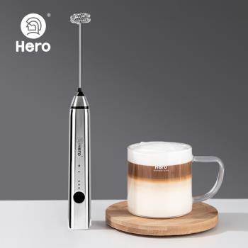 Hero雙子電動打奶泡器咖啡奶泡機家用牛奶打泡器手持攪拌打蛋器亮