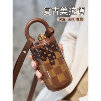 小香風保溫杯女生2025新款高顏值高階感女士隨行手提咖啡水杯子
