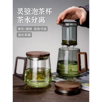 茶杯茶水分離過濾泡茶玻璃日式高檔男女個人專用茶道杯辦公室喝茶