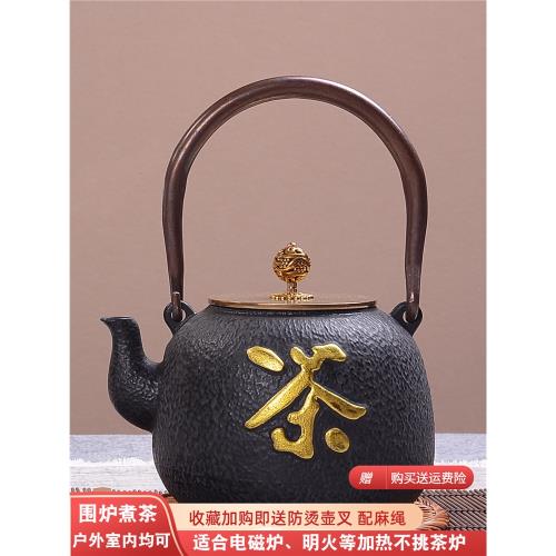 雙銅禪茶鐵壺手工鑄鐵壺無涂層生鐵壺電陶爐加熱復古茶壺茶具家用|茶壺