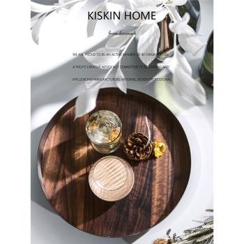 KisKin北歐輕奢葡萄酒紅酒杯託盤家用客廳置物創意金屬擺件收納盤