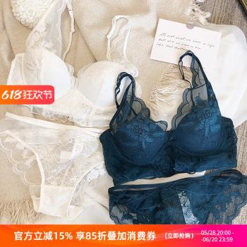 (免運)法系浪漫仙女蕾絲性感聚攏文胸收副乳內衣套裝少女網紗薄款顯小