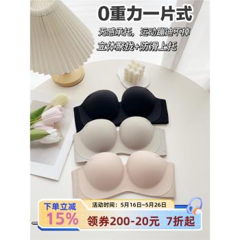 (免運)宅小惑【圓圓胸】無肩帶內衣女防滑聚攏上託小胸不空杯無鋼圈文胸