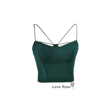 (免運)LOVE ROSE原創設計 立體罩杯胸墊裹胸抹胸上衣 短款性感吊帶背心