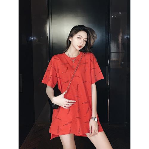 (免運)網紅ins超火t恤裙子女2025夏季新款寬松韓版小眾設計感短袖上衣潮