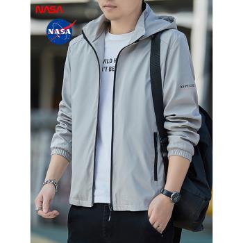 NASA聯名男士夾克春秋季2025新款沖鋒衣連帽上衣防風工裝外套男