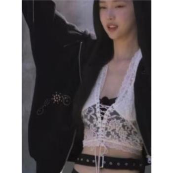 IAMGIA李時安同款蕾絲吊帶背心女內搭外穿性感美背掛脖上衣