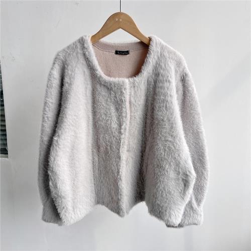 Q1-352日系貴婦氣質百搭毛絨絨軟糯糯慵懶風中長款開衫外套H25-2