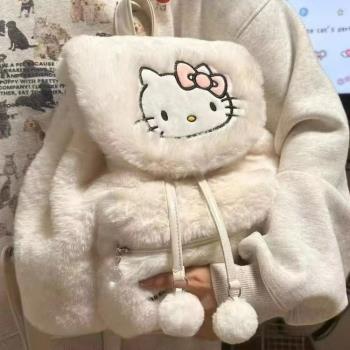 可愛三麗鷗毛絨包包女小眾設計翻蓋雙肩包潮休閑帕恰狗美樂蒂揹包