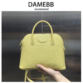 DAMEBB牛皮貝殼包雙肩包女2025新款感手提保齡球手提包百搭手機包