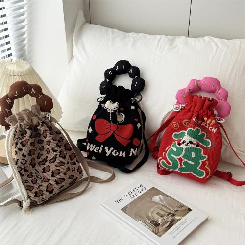 水杯袋斜挎百搭針織手提包卡通手機包多功能通勤收納包小巧可愛