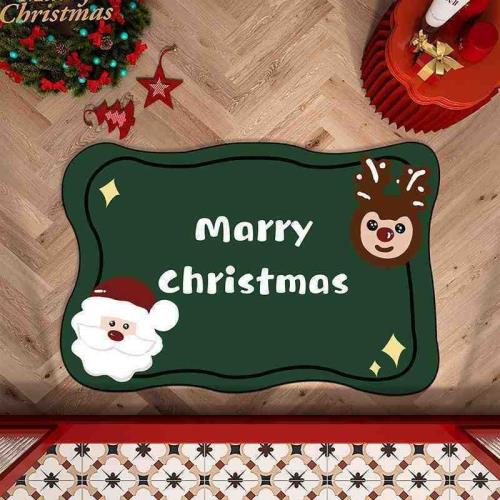 馬耳他跨境圣誕節裝飾地墊浴室淋浴間防滑蹭腳墊衛生間吸水速干地