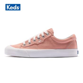 keds復古款帆布鞋粉橘色女鞋低幫休閑鞋板鞋WF61930 珊瑚粉