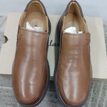 clarks其樂男鞋23春夏新款加寬厚底輕便商務休閑皮鞋Donaway step