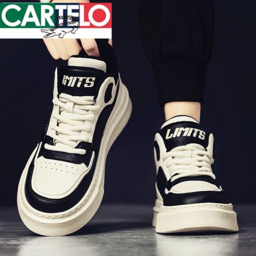 CARTEL鱷魚高幫鞋子男鞋春季2025新款aj款高端休閑板鞋男士馬丁靴