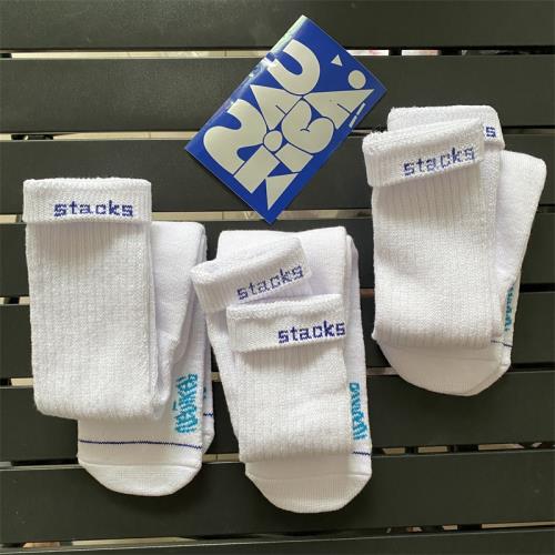 日本NAUTICA長谷川襪子簡約寬松堆堆襪長筒加厚白色運動襪健身