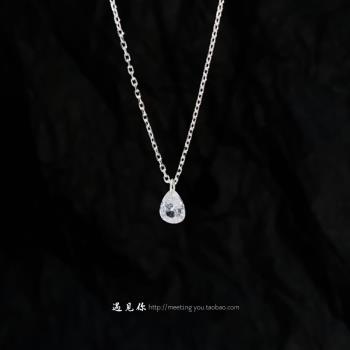 S925純銀水滴項鏈女精緻百搭迷你小巧甜美小眾設計感鎖骨鏈送閨蜜
