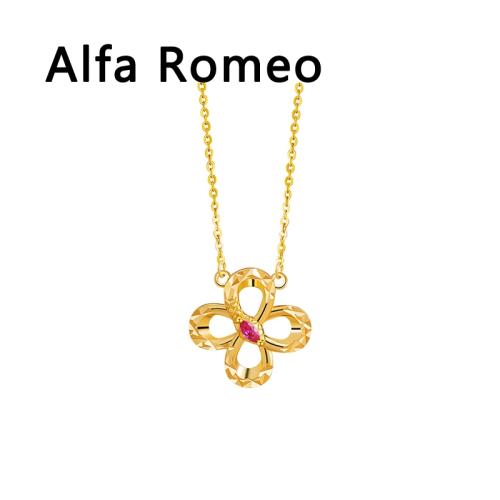 Alfa Romeo意大利純銀靈蛇四葉草項鏈輕奢本命年屬蛇吊墜生日禮物