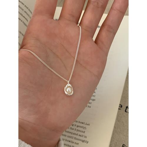 純銀天然淡水珍珠豆莢吊墜項鏈女款2025新款高級感輕奢小眾鎖骨鏈