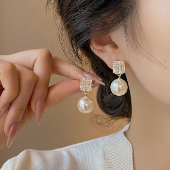 御木本鋯石珍珠耳釘女新款2024爆款秋冬氣質耳飾輕奢設計高級感耳