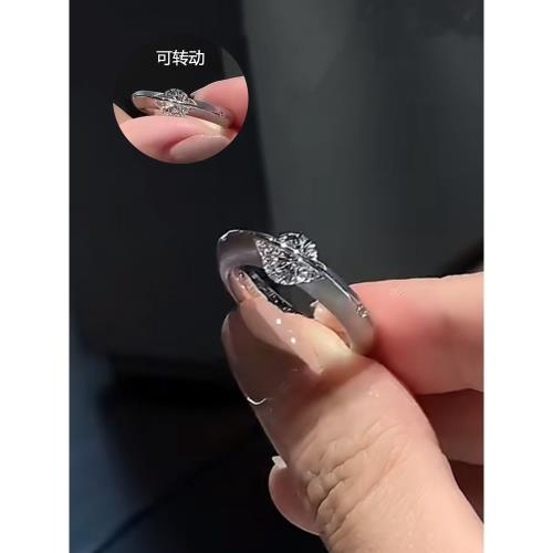 s925純銀星球環繞戒指女可轉動鋯石行星鉆戒高級感ins小紅薯同款