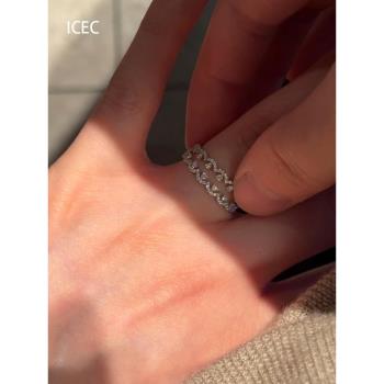 S925純銀設計感超閃蕾絲戒指女精緻輕奢高階感超好看的疊戴食指戒