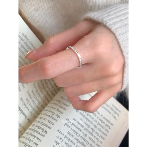 極簡主義 s925純銀戒指女素圈小眾設計感ins風簡約線條高級感指環