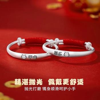 新生的兒寶寶銀手鐲蛇龍實心純銀足童長命鎖小孩嬰兒滿月周歲禮物
