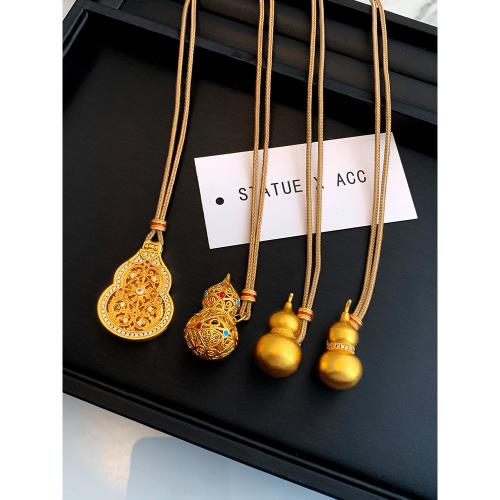韋雪同款古法沙金葫蘆項鏈福祿雙全金店琉璃不掉色拉絲新中式吊墜